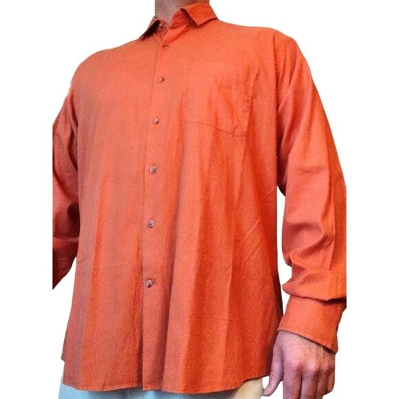 Peter Millar Mountainside, Button Up Dress Shirt with Pocket, Size XL, Orange - Picture 1 of 8